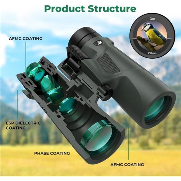 10X42 HD Binoculars for Adults with Phone Adapter, High Power Binoculars - Picture 2 of 8